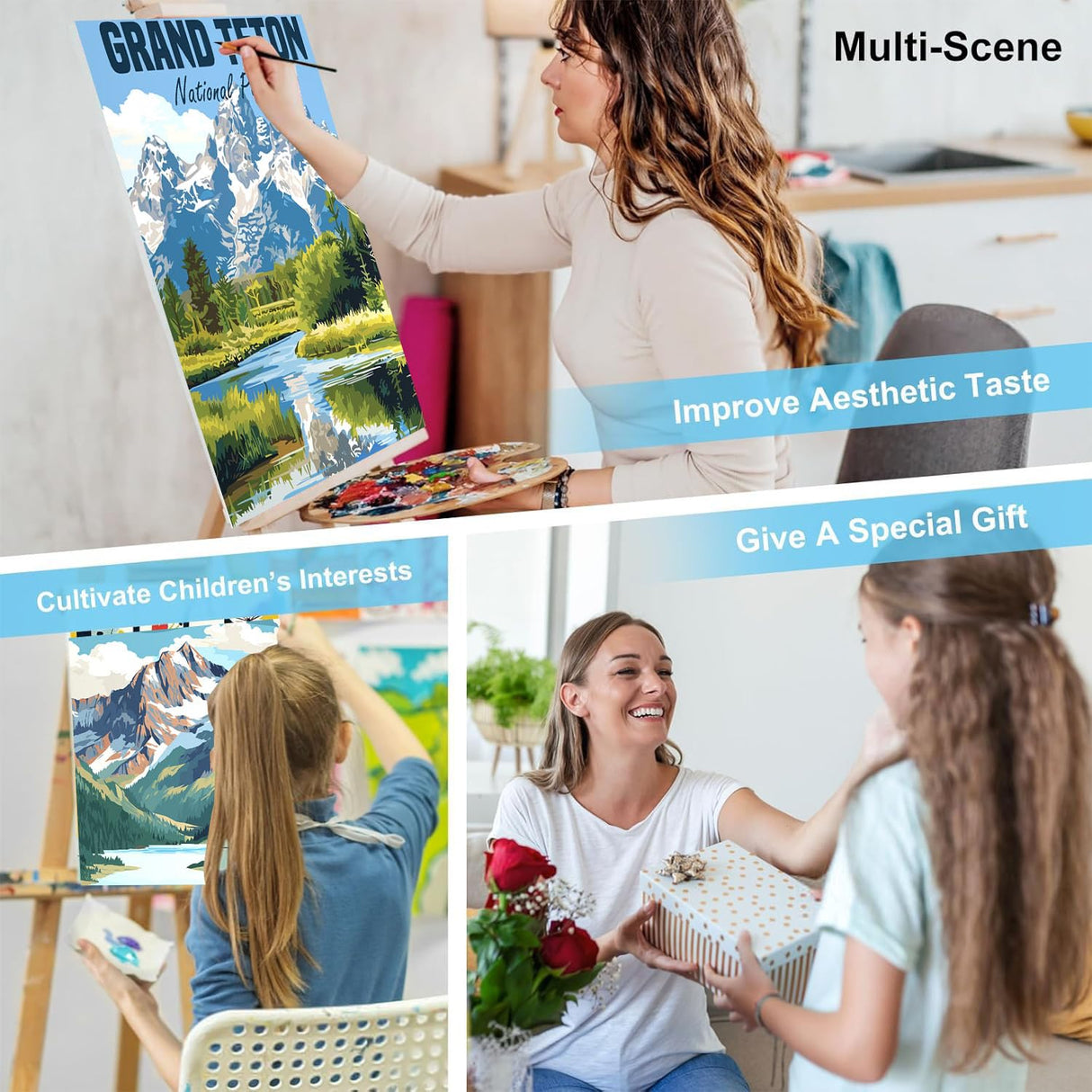 bleihum 6 Pack Paint by Numbers Kit for Adults National Park- Landscape Adult Paint by Number Kits on Canvas, DIY Acrylic Painting with Numbers Craft for Home Decor Gift 10x14 in bleihum