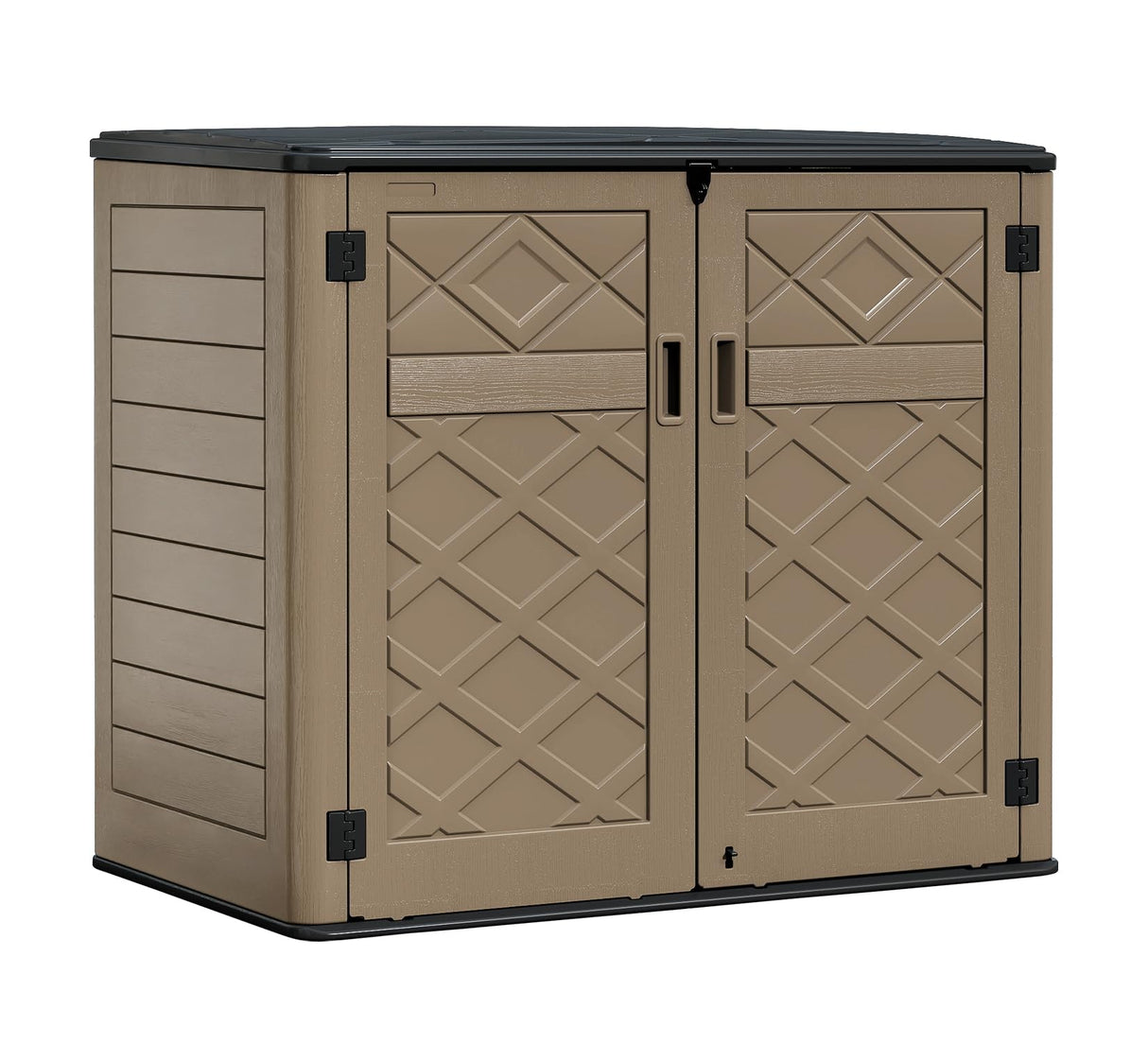 HOMSPARK Storage Shed Weather Resistance, Multi-Purpose Outdoor Storage Cabinet for Backyards and Patios, Horizontal Storage Shed for Lawnmower, Patio Accessories (Brown, X Large - 48 cu.ft) HOMSPARK