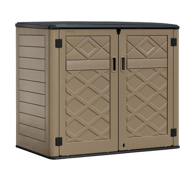 HOMSPARK Storage Shed Weather Resistance, Multi-Purpose Outdoor Storage Cabinet for Backyards and Patios, Horizontal Storage Shed for Lawnmower, Patio Accessories (Brown, X Large - 48 cu.ft)