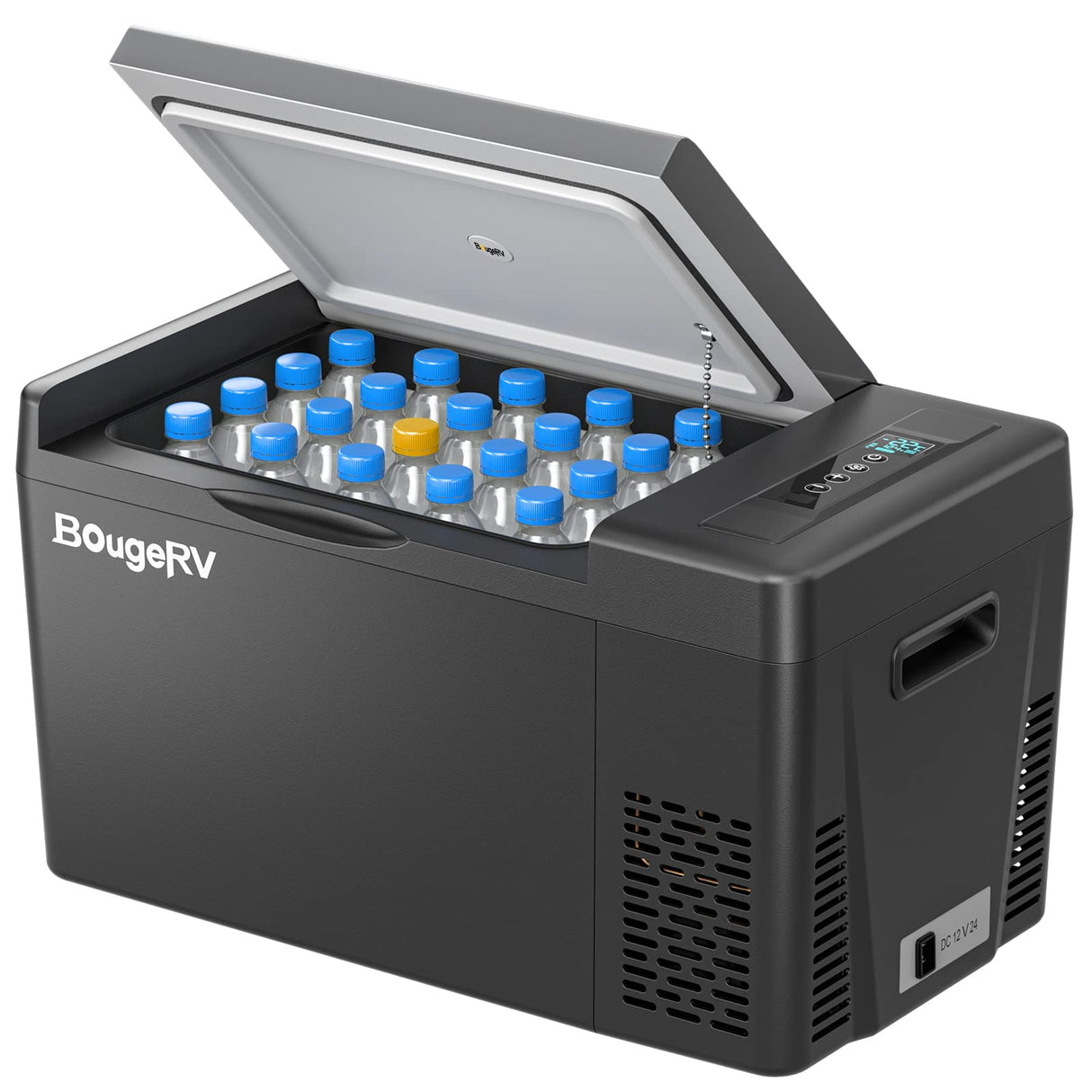 BougeRV 12 Volt Refrigerator 12V Car Fridge 23 Quart Portable Freezer Compressor Cooler 12/24V DC 110~240V AC for Truck Van RV SUV Boat Travel Camping Road Trips Tailgating -7℉~50℉ (Black) BougeRV