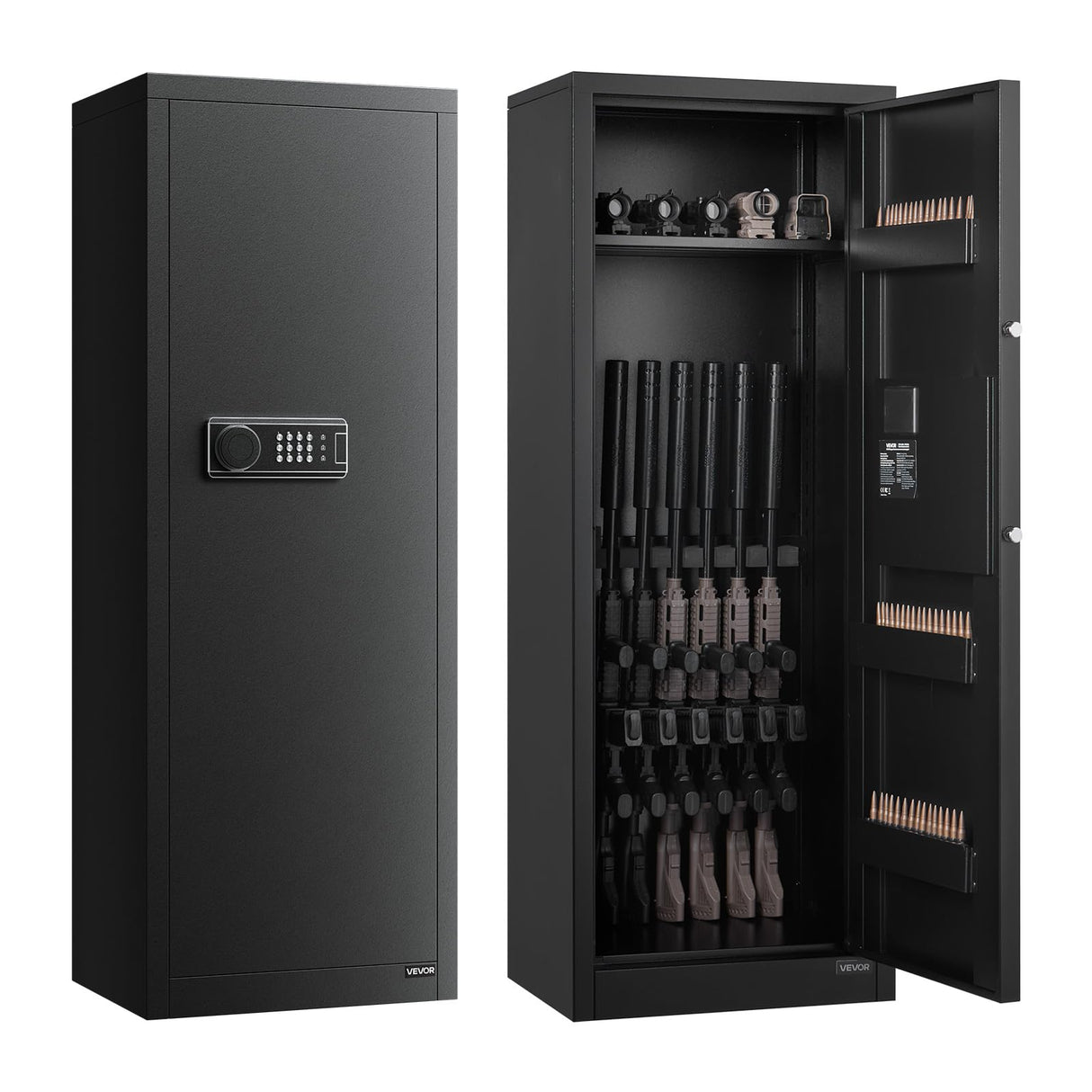 VEVOR 6-8 Gun Safe, Long Gun Cabinet for Rifles and Pistols, Quick Access Rifle Safe with 3 Ammo Slots and 2 Adjustable Racks, Large Digital Cabinet with Key and Password Lock VEVOR