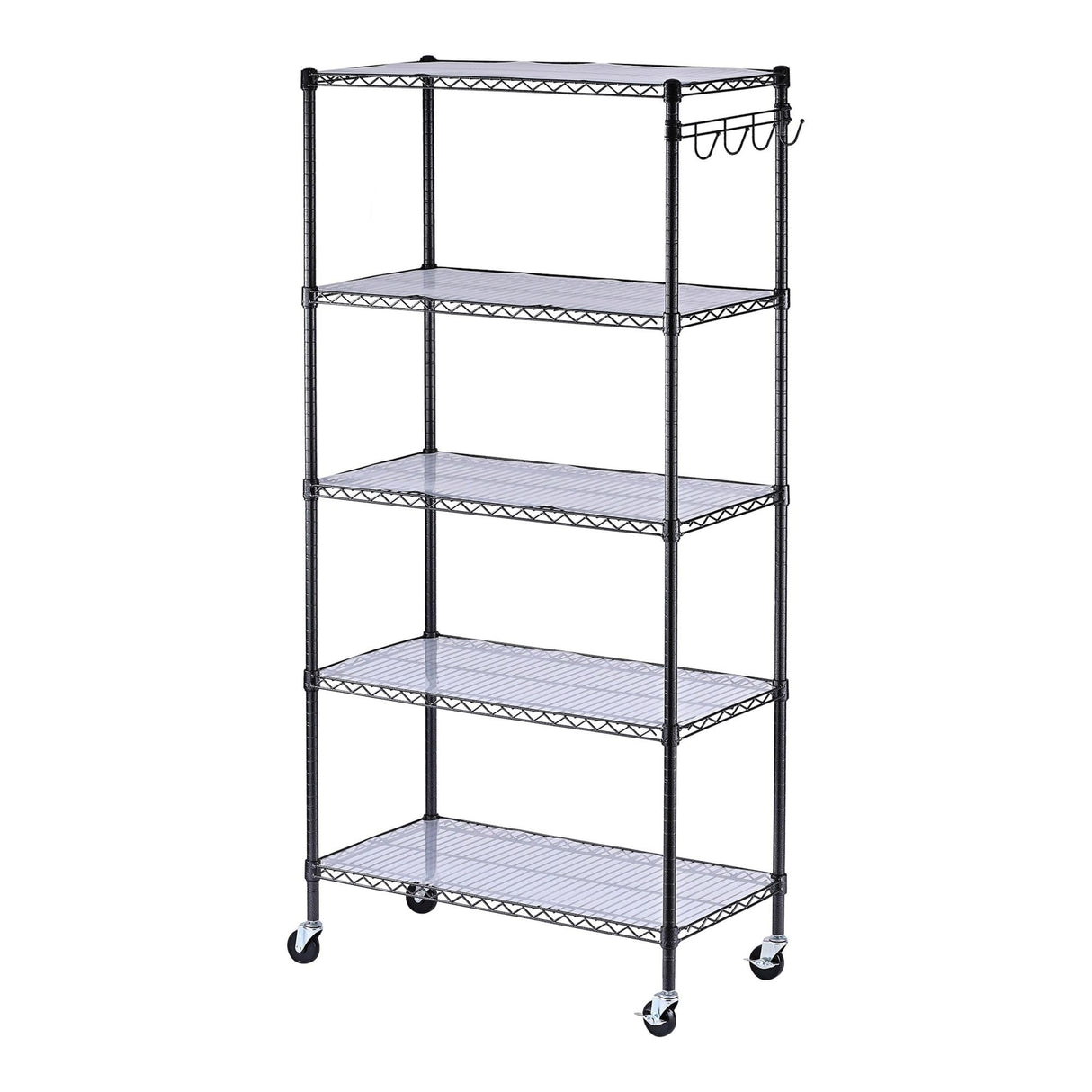 Alera 5-Shelf Wire Shelving Kit with Casters and Shelf Liners, 36w X 18d X 72h, Black Anthracite Alera