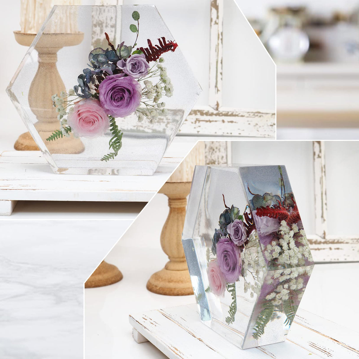 Large Silicone Molds for Resin, Actvty Hexagon Resin Molds, 9 Inch Upgraded Hexagon Silicone Molds for Flowers Preservation, Epoxy Molds for Resin Casting DIY Wedding Home Decors Actvty