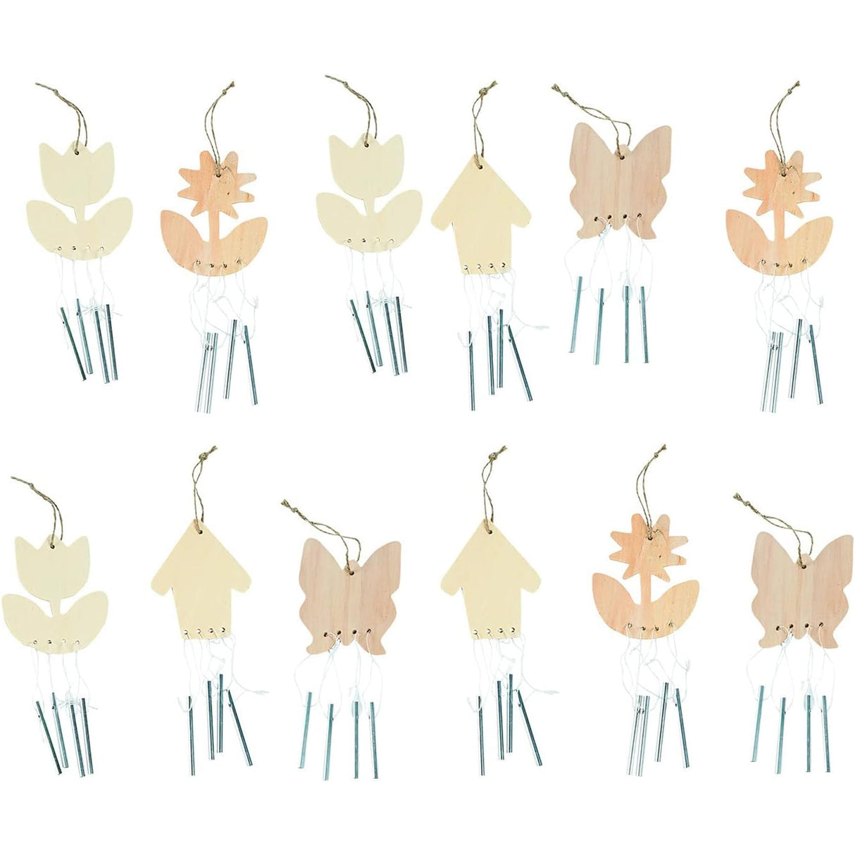 DIY Wind Chime Kits for Kids - Makes 12 - Assorted Spring Theme Shapes - Great Creative Activity for Kids Fun Express