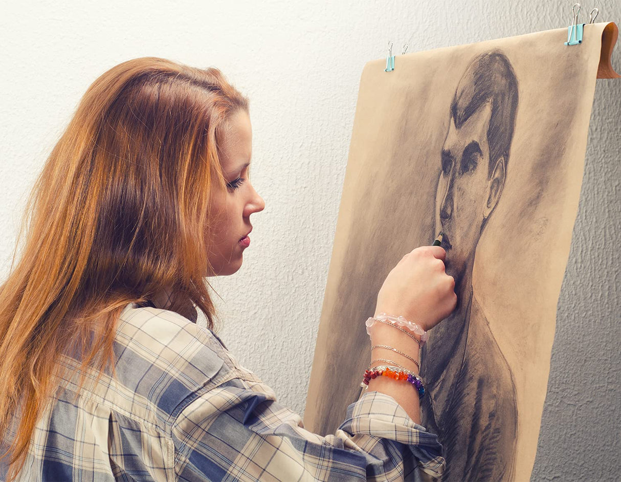 Brusarth Professional Charcoal Pencils Drawing Set - 6 Pieces Soft Medium and Hard Charcoal Pencils for Drawing, Sketching, Shading Brusarth