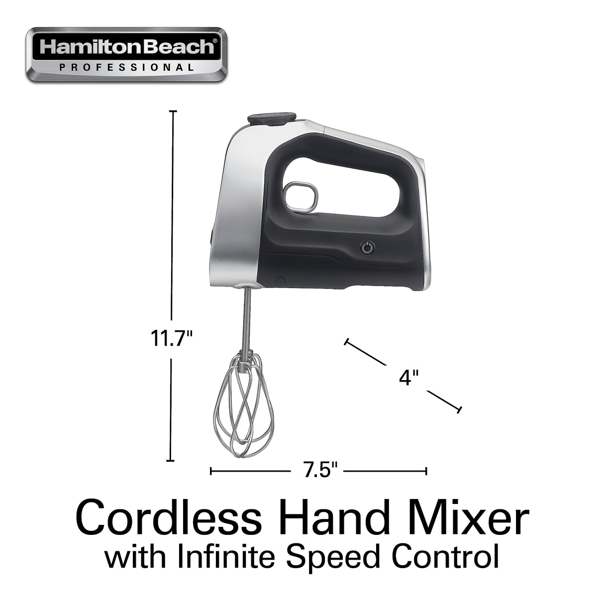Hamilton Beach Professional Cordless Electric Hand Mixer with Infinite Speed Control, Powerful DC Motor for Effortless Mixing, Quick Recharging, LCD Screen, Whisk, Storage Case, Black (62673) Hamilton Beach Professional