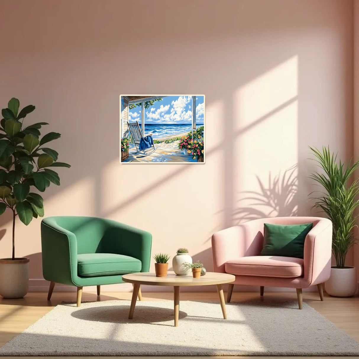 Beach Paint by Numbers Kit for Adults Beginner Landscape Oil Painting Kit Adult Paint by Number Kits on Canvas Ocean DIY Painting for Beginners Art by Numbers for Gifts Home Wall Decor 16x20 Inch obterie