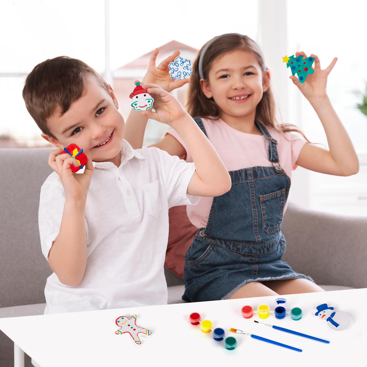 ArtCreativity Christmas Ceramic Painting Kit for Kids - 6 Ceramic Figures, 2 Paint Sets, and 2 Brushes - DIY Christmas Painting Crafts for Toddlers 3 4 5 6 7 8 - Kids’ Paint Activity Set ArtCreativity