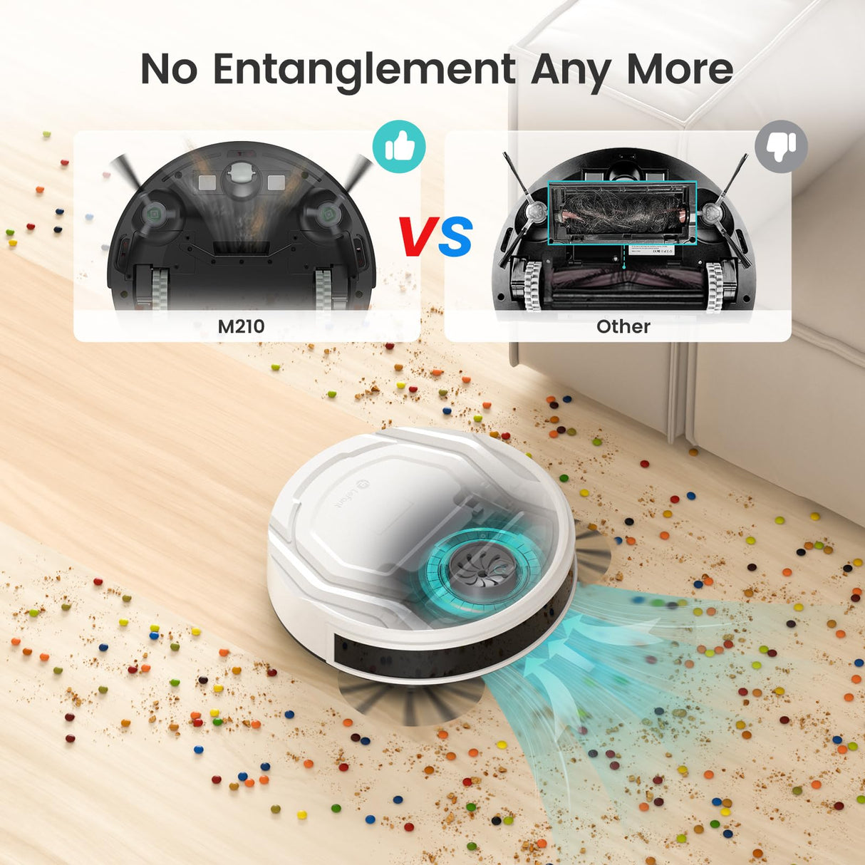 Lefant Robot Vacuum Cleaner, Strong Suction, 120 Mins Runtime, Slim, Low Noise, Automatic Self-Charging, Wi-Fi/App/Alexa Control, Ideal for Pet Hair Hard Floor and Daily Cleaning, M210 Lefant