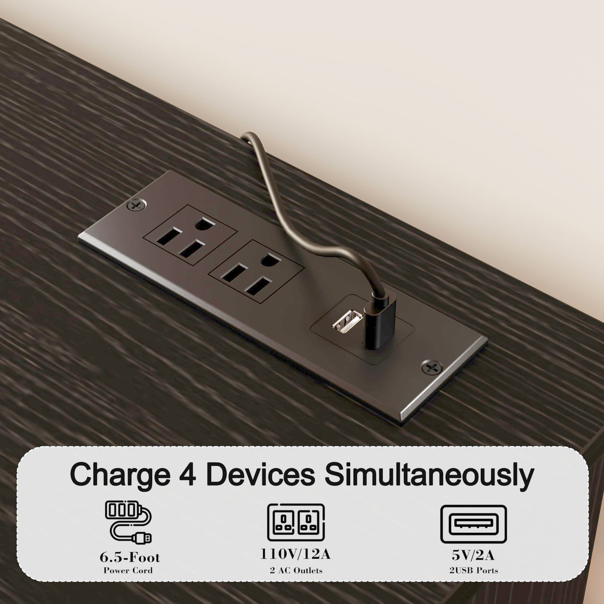 LIKIMIO 6 Drawer 59" Black Dresser with LED and Power Strip, Dressers & Chests of Drawers with Storage Cabinet for Bedroom LIKIMIO