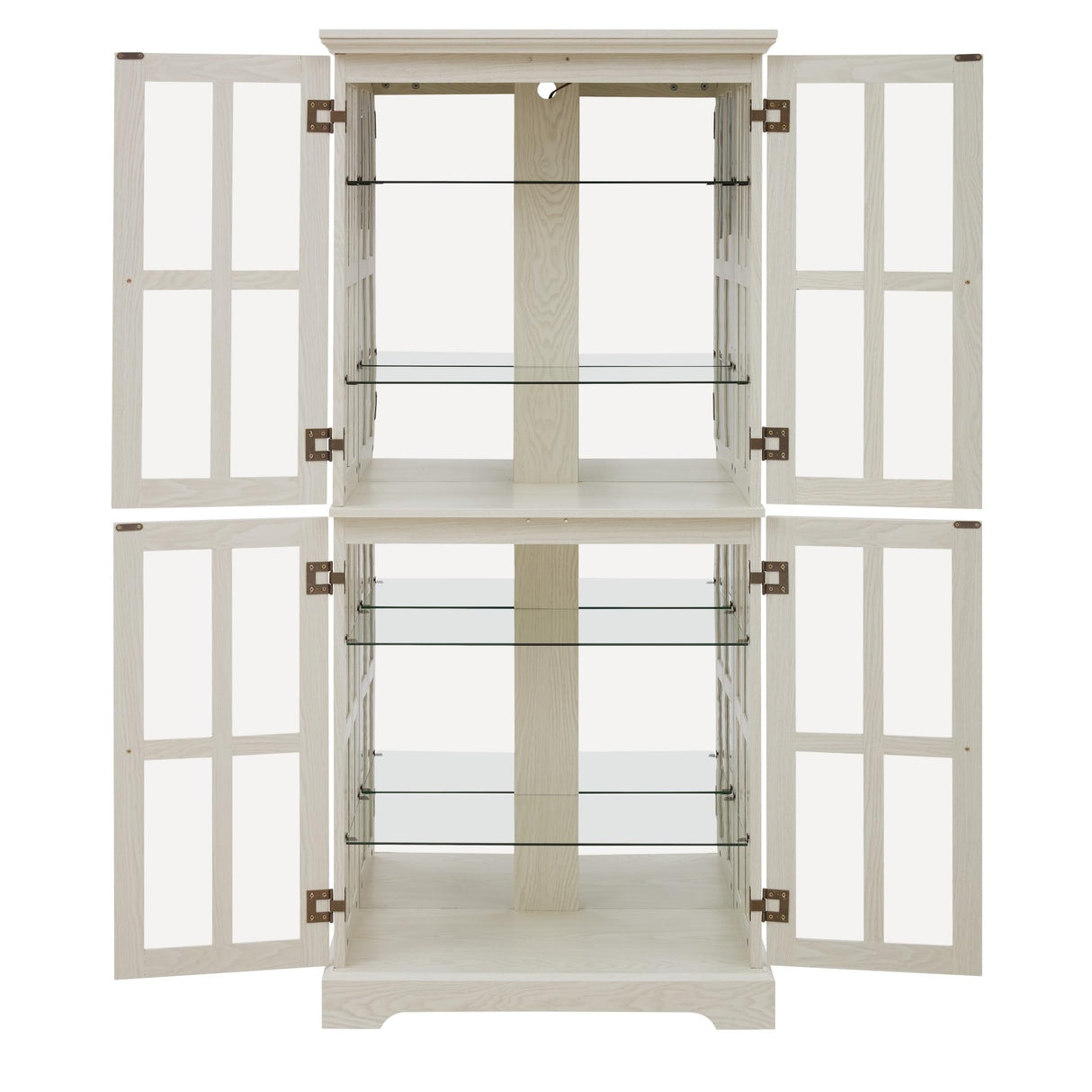 CKEASEAN Glass Display Cabinet, 69" H Curio Cabinet with Adjustable Shelves and 4 Glass Doors, Light Bulb Included, Elegant Antique Showcase, Rack for Living Room/Home Office (White) CKEASEAN