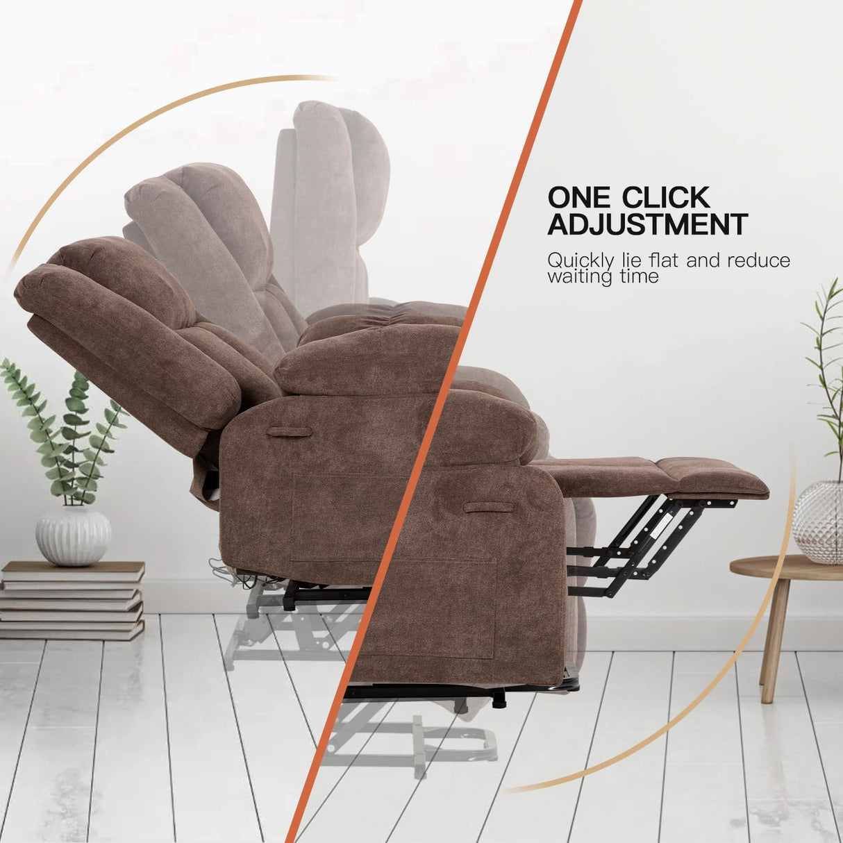 PayLessHere Electric Power Lift Recliner Chair with Massage and Heat, Standing Assistance for Elderly People, Extended Footrest Chair for Living Room Comfy Overstuffed Recliner PayLessHere