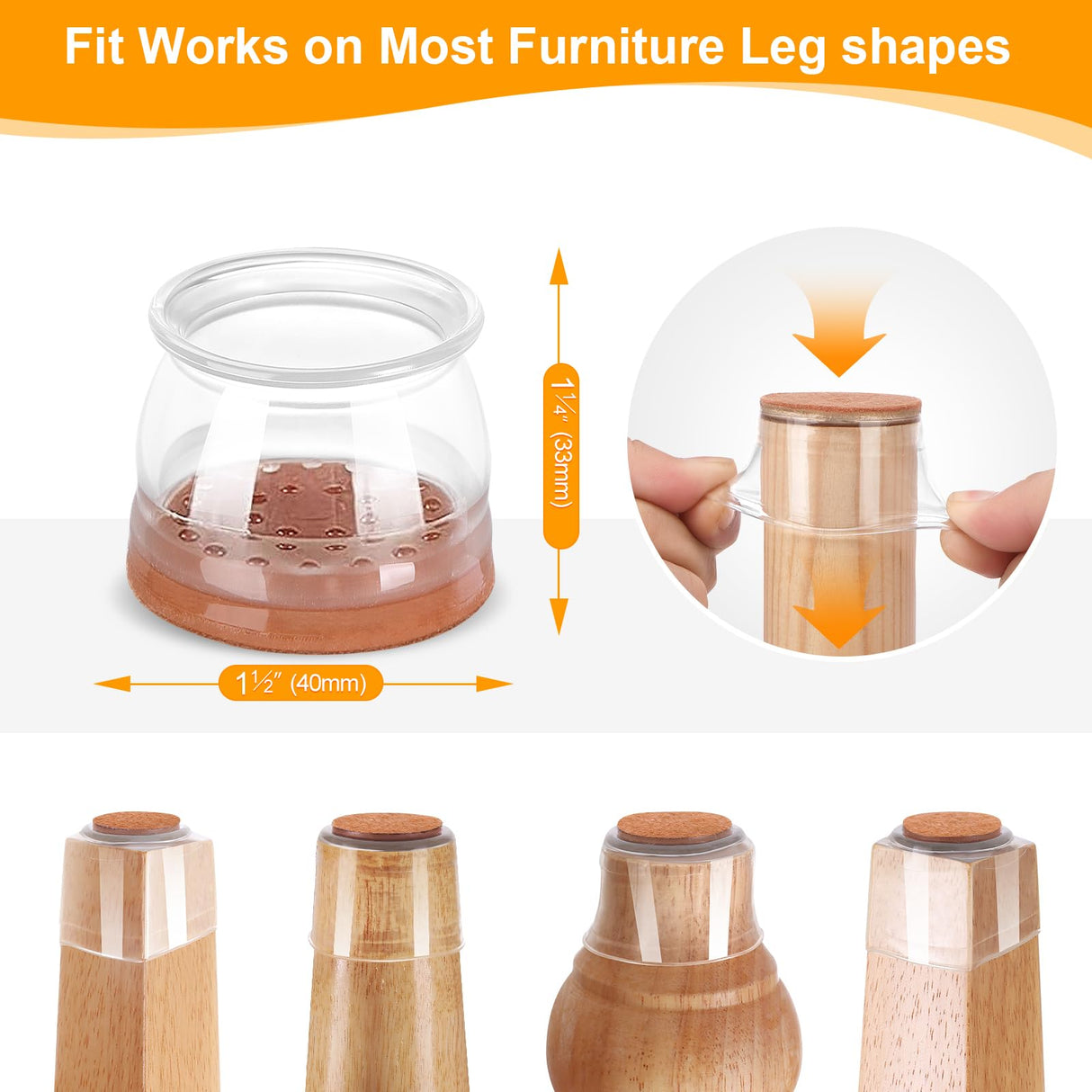 36Pack Silicone Chair Leg Floor Protectors, Chair Leg Protectors for Hardwood Floors, Thicken Rubber Chair Feet Caps Covers Pads, Protect Furniture Wood Floors from Scratching and Reduce Noise CHUNZEXI