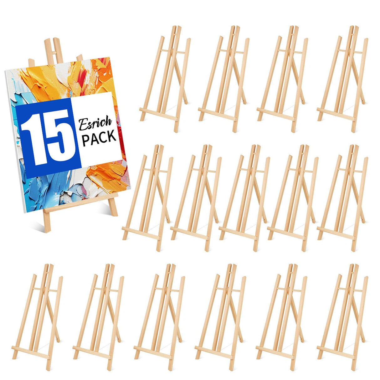 ESRICH 15pcs 17 Inch Tabletop Easels, Easel Stand for Painting,Tripod, Painting Party Easel, Kids Student Desktop Easel for Painting,Paint Easel for Canvas Painting ESRICH
