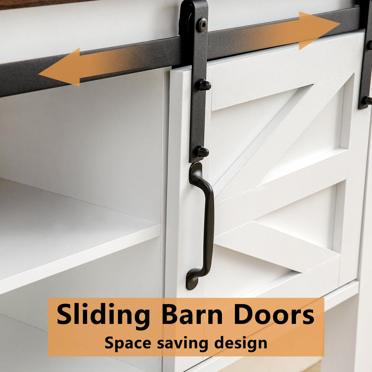 GAZHOME Entryway Table with Sliding Barn Doors, 46'' Farmhouse Console Table with Storage, Rustic Sofa Table with Adjustable Shelf & Open Shelf for Entry Way, Hallway, Living Room, White GAZHOME