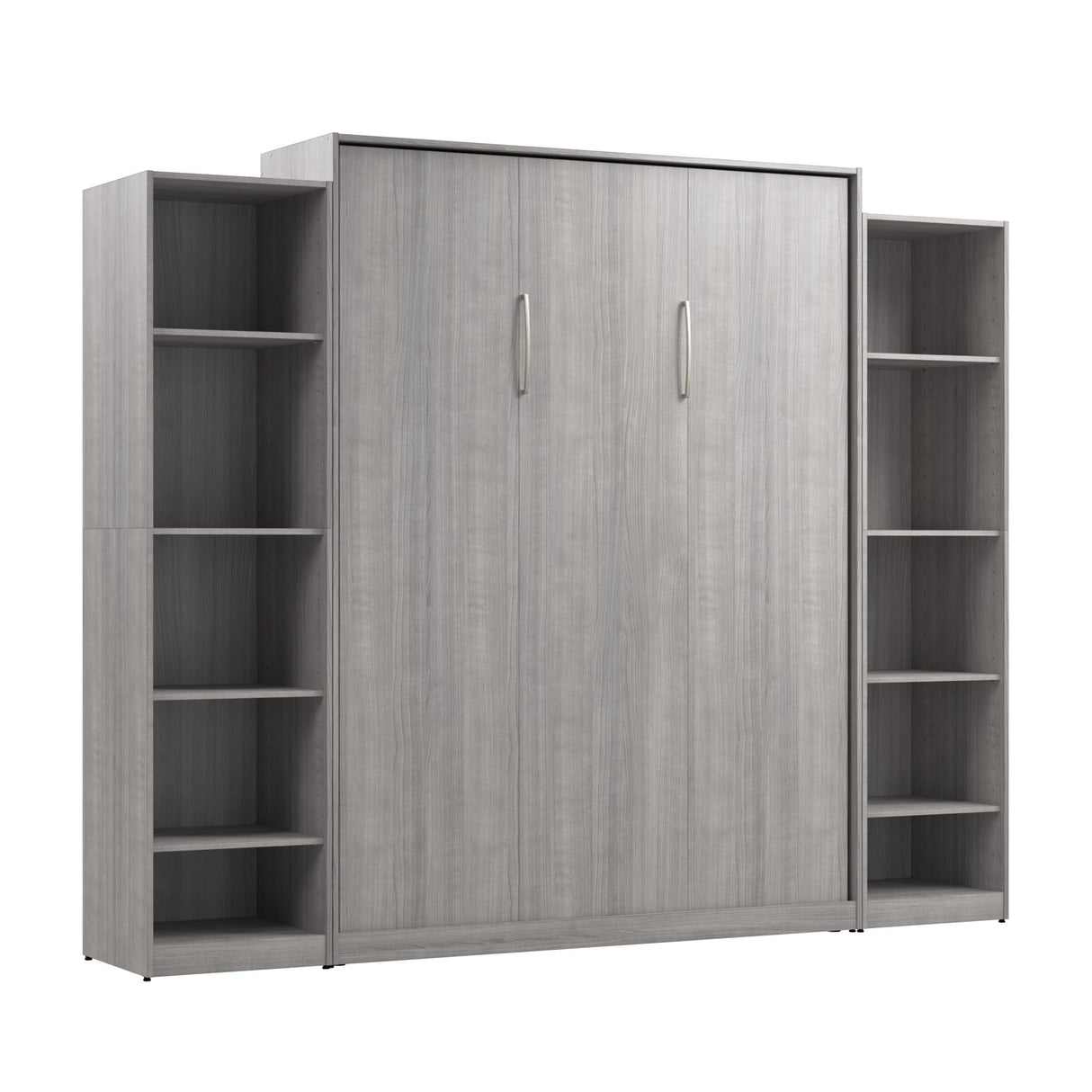 Bestar Claremont Queen Murphy Bed with Closet Organizers (105W) in Platinum Gray, Space-Saving Sleeping Arrangement for Multipurpose Room Bestar