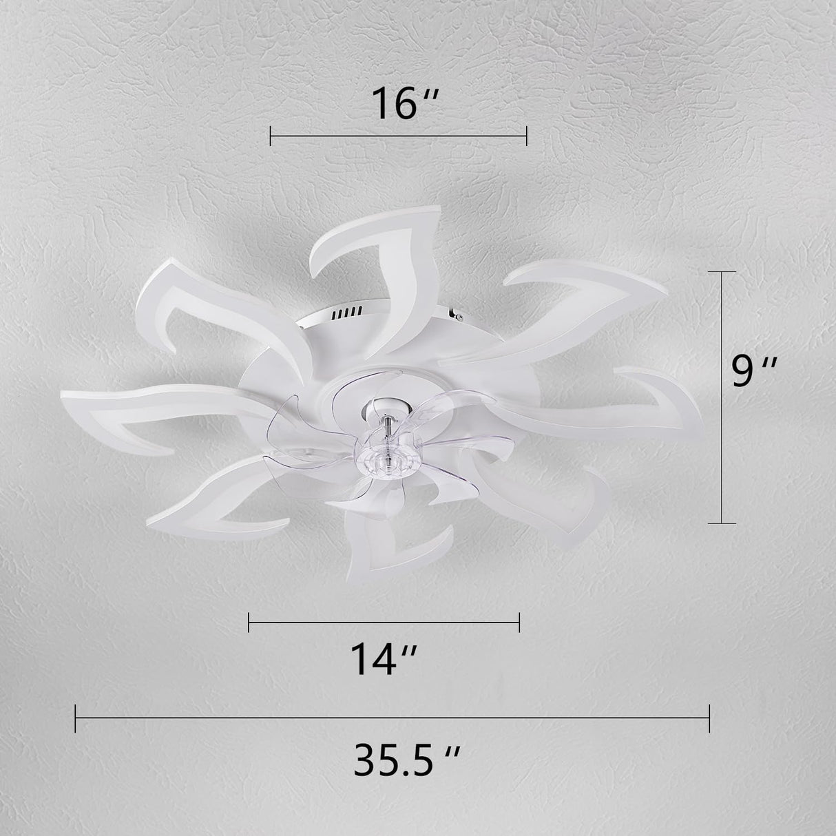 Malnutcolor Modern Low Profile 36 Inch White Flush Mount Ceiling Fan with 3 Light Color 6 Speeds, Fandelier for Living Room Yfrest
