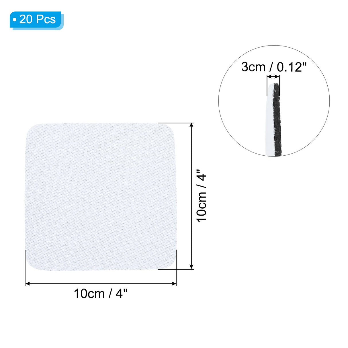 PATIKIL 4in Sublimation Coasters Blanks, 20pcs Sublimation Car Coasters Blanks Bulk Cup Mat Sublimation Blanks Rubber for Crafts DIY Iron On Heat Transfer Press Printing, Square PATIKIL
