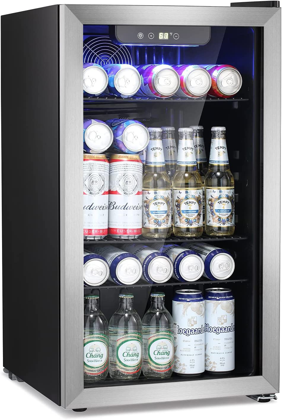 Antarctic Star Beverage Refrigerator Cooler -120 Can Mini Fridge Glass Door for Soda Beer or Wine Constant Glass Door Small Drink Dispenser Clear Front Door for Home, Office Bar 3.2cu.ft Antarctic Star