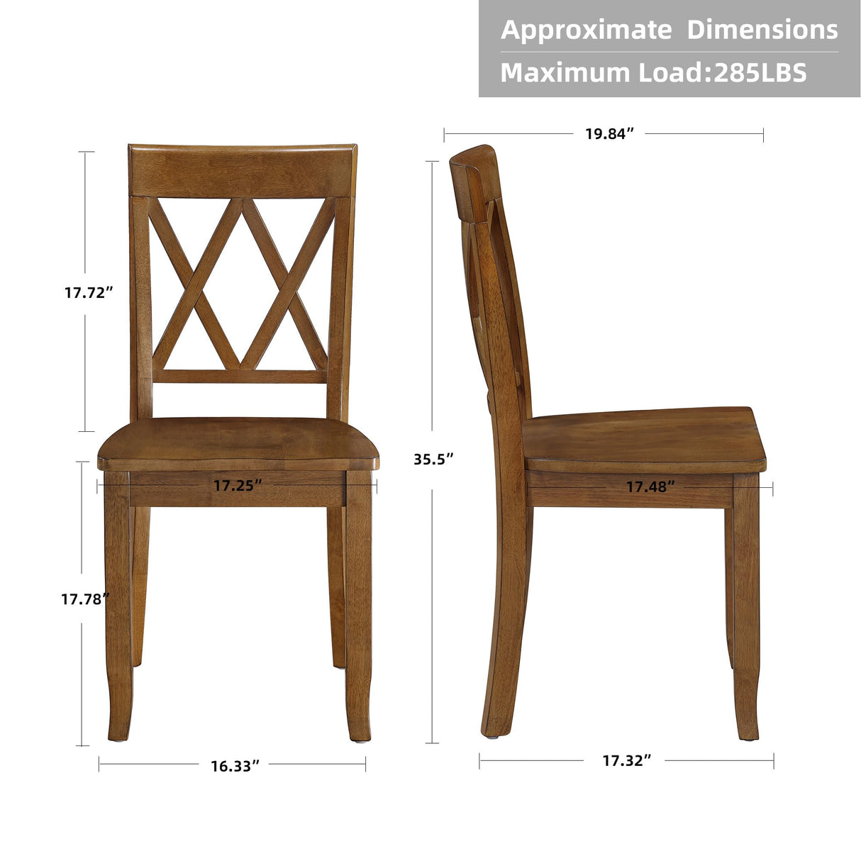 DUHOME Dining Room Chairs Set of 2,Farmhouse Dining Side Chairs with Cross Back Wooden Kitchen Chairs for Home Kitchen, Dining Room Antique Walnut DUHOME