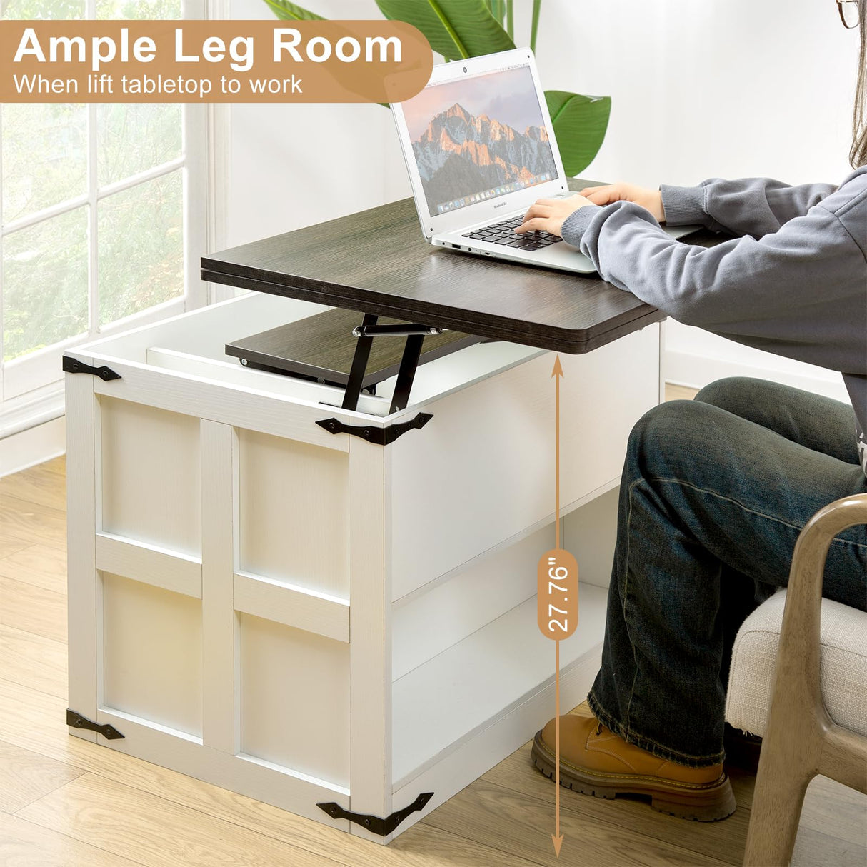 FABATO Lift Top Coffee Table, Farmhouse Coffee Table, Convertible Coffee Table with Storage and Drawer, Multifunctional Center Table Converts to Dining Game Table for Living Room, Antique White FABATO