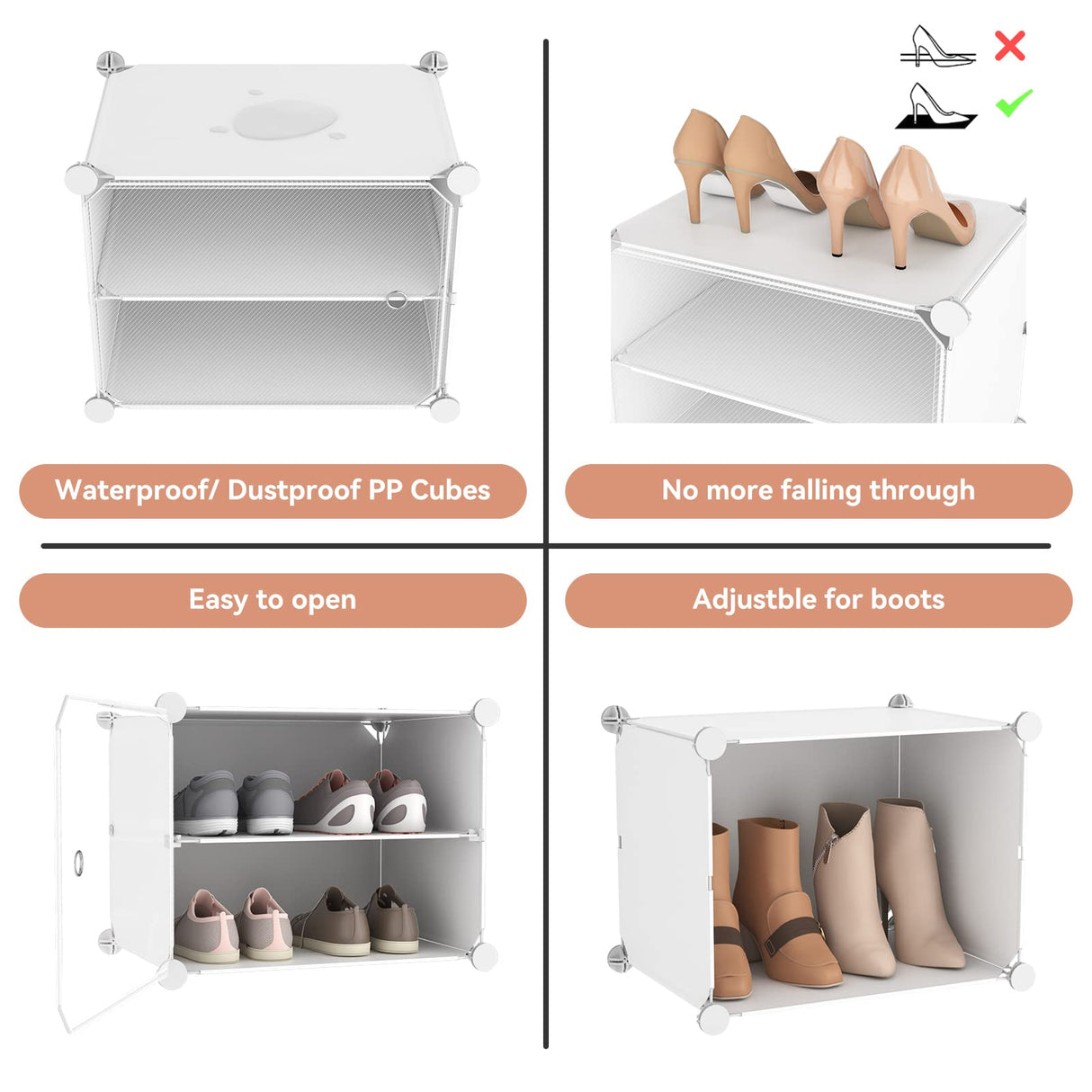 LANTEFUL 10 Tiers Tall Shoe Rack 20 Pair Shoe Organizer Narrow Shoe Rack with Door Portable Shoe Storage Cabinet with Hooks Sturdy Plastic White Shoe Shelf for Entryway and Bedroom LANTEFUL