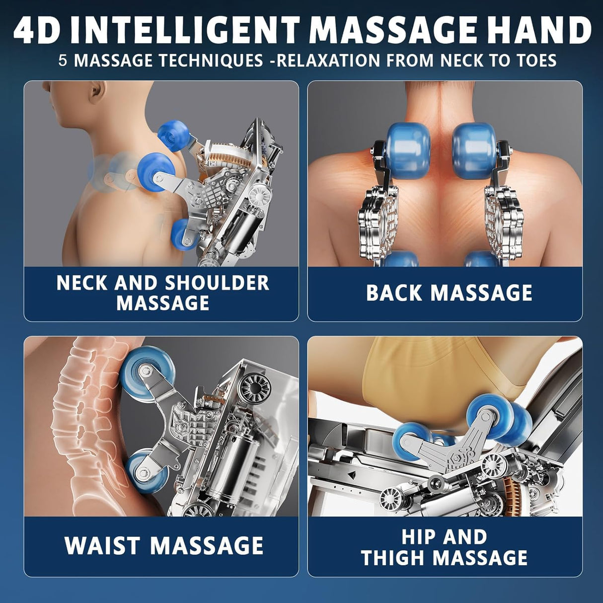 Massage Chairs Full Body, 4D Zero Gravity Shiatsu Massage Chair Recliner, Core Heating, 5 Massage Techniques, Deep Yoga Stretch, Foot Rollers, Airbags, Phone Controller, Bluetooth Speaker DODOPEN