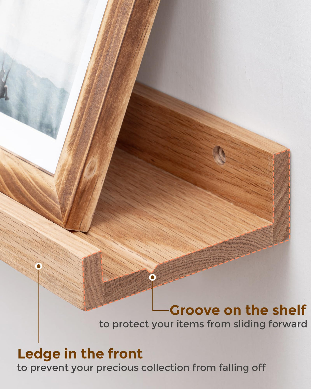 Axeman Oak Floating Shelves 71 Inch Picture Ledge Shelf Set of 2, Solid Wood Shelves with Lip for Wall Decor Storage Bedroom Living Room Bathroom Kitchen, Natural Oak Axeman