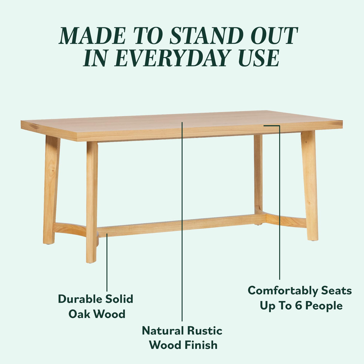 Walker Edison Modern Farmhouse Rustic Solid Oak Wood Rectanglular Dining Table for 6 - White Oak Walker Edison