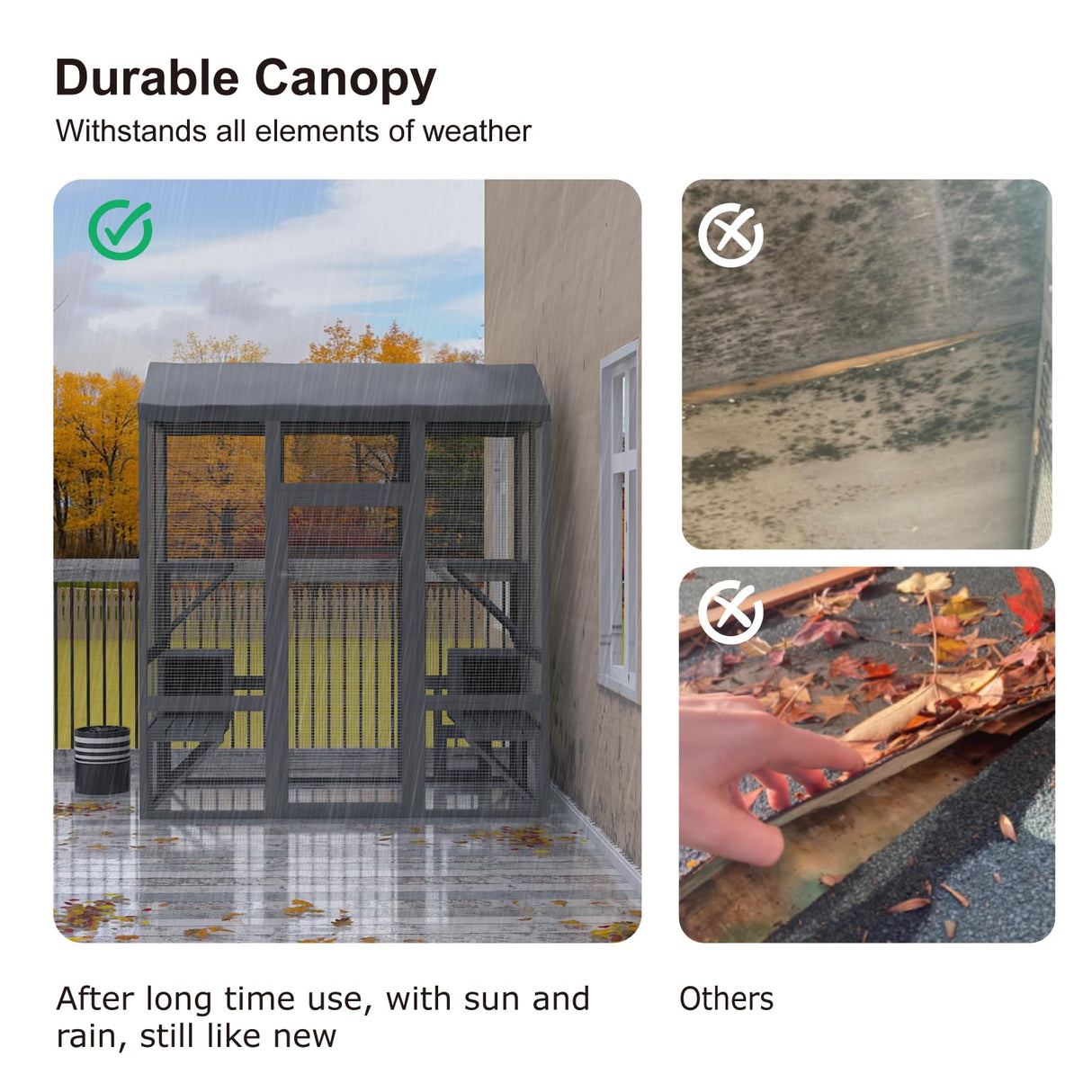 TIMHAKA Catio Outdoor Cat Enclosure, Large Cat House for Winter with Weatherproof Cover, Solid Wood Feral Cat Shelter with 7 Platforms & 2 Resting Box, Walk in Indoor Ourdoor Cat Cage, 72 inch TIMHAKA