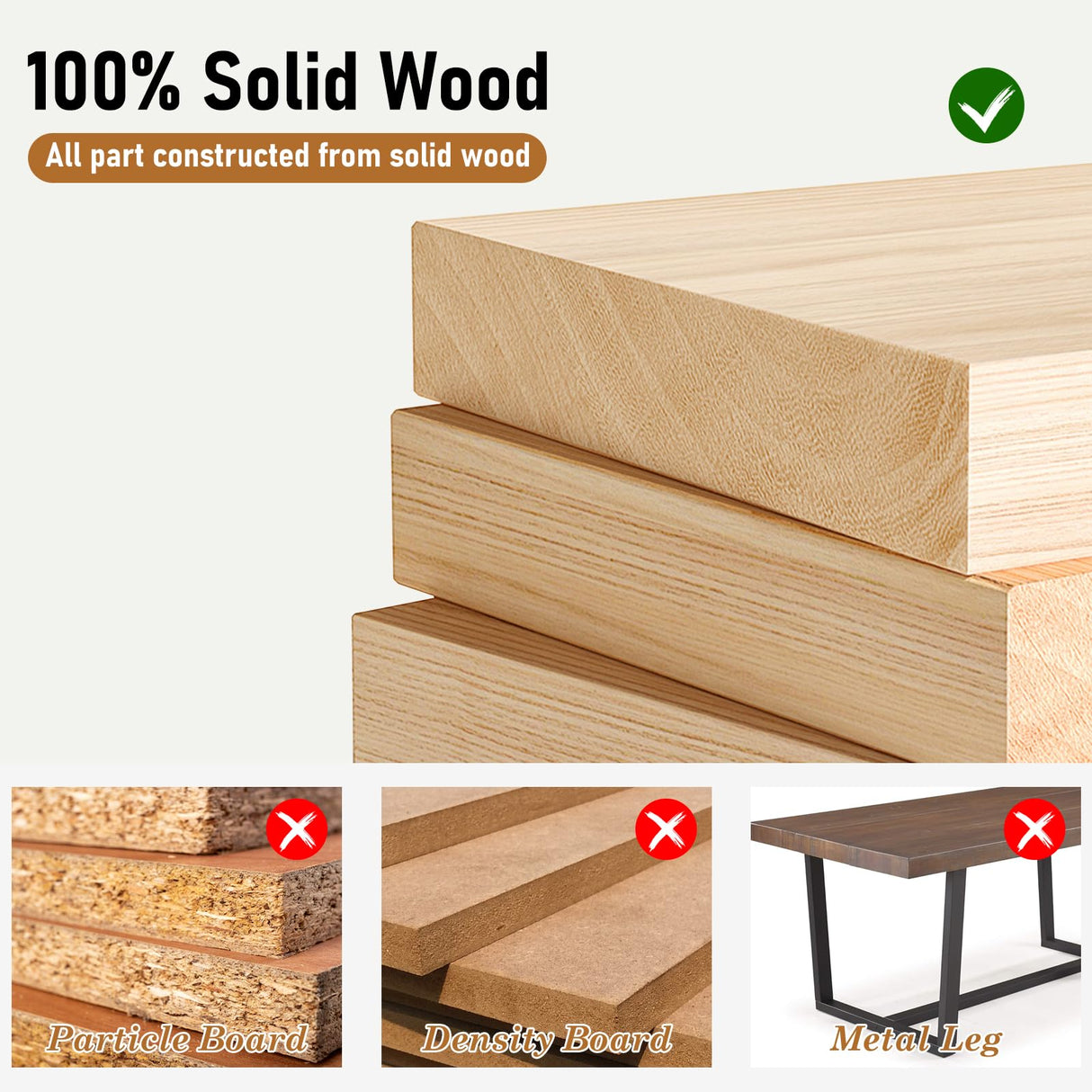 jiteentarou 71 Inch Farmhouse Dining Table, Solid Wood Rustic Kitchen Table, Large Wooden Rectangular Dinner Table for Dining Room, Home Office, Living Room Furniture, Easy Assembly, Walnut Wirebrush jiteentarou