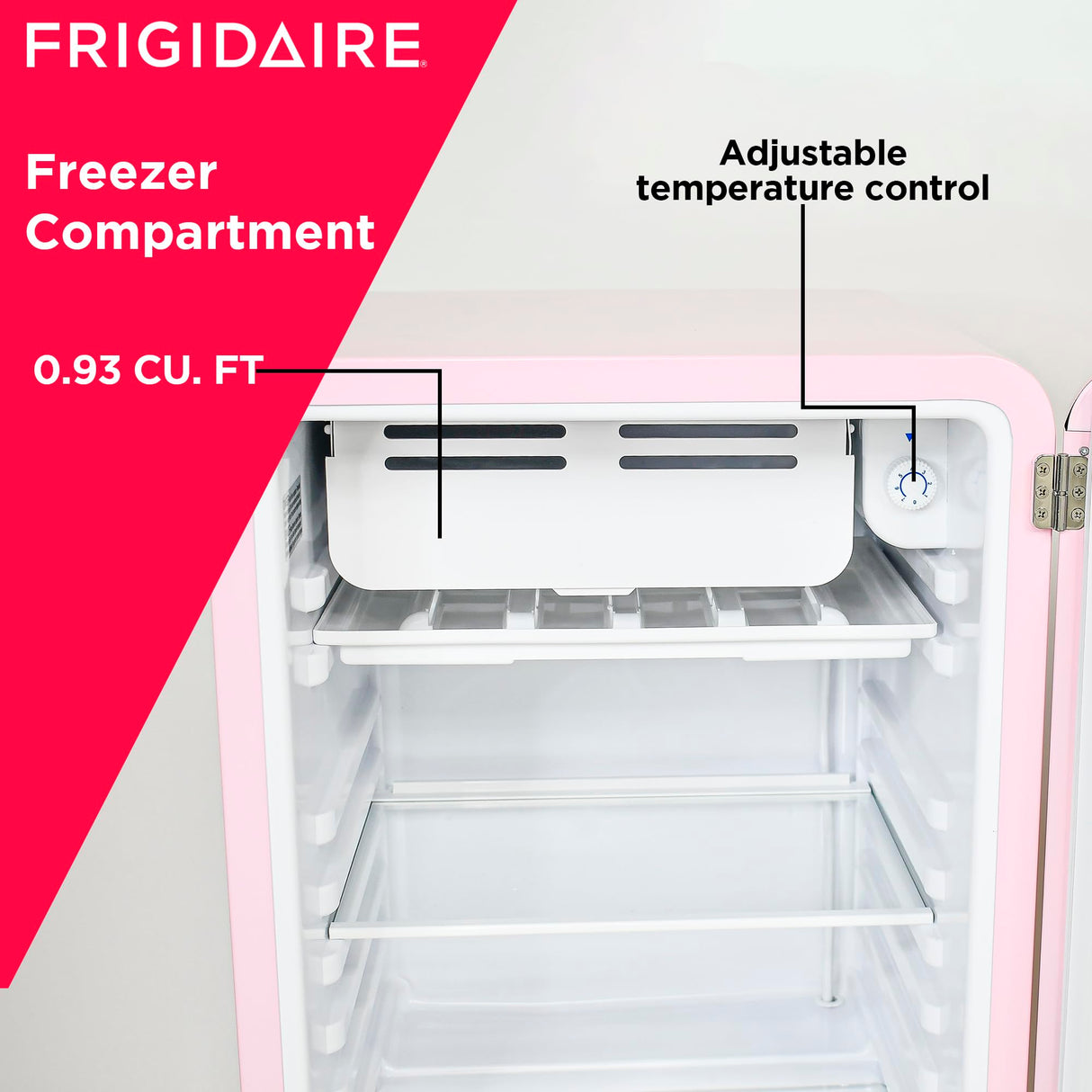 FRIGIDAIRE EFR372-PINK 3.2 Cu Ft Pink Retro Compact Rounded Corner Premium Mini Fridge Frigidaire