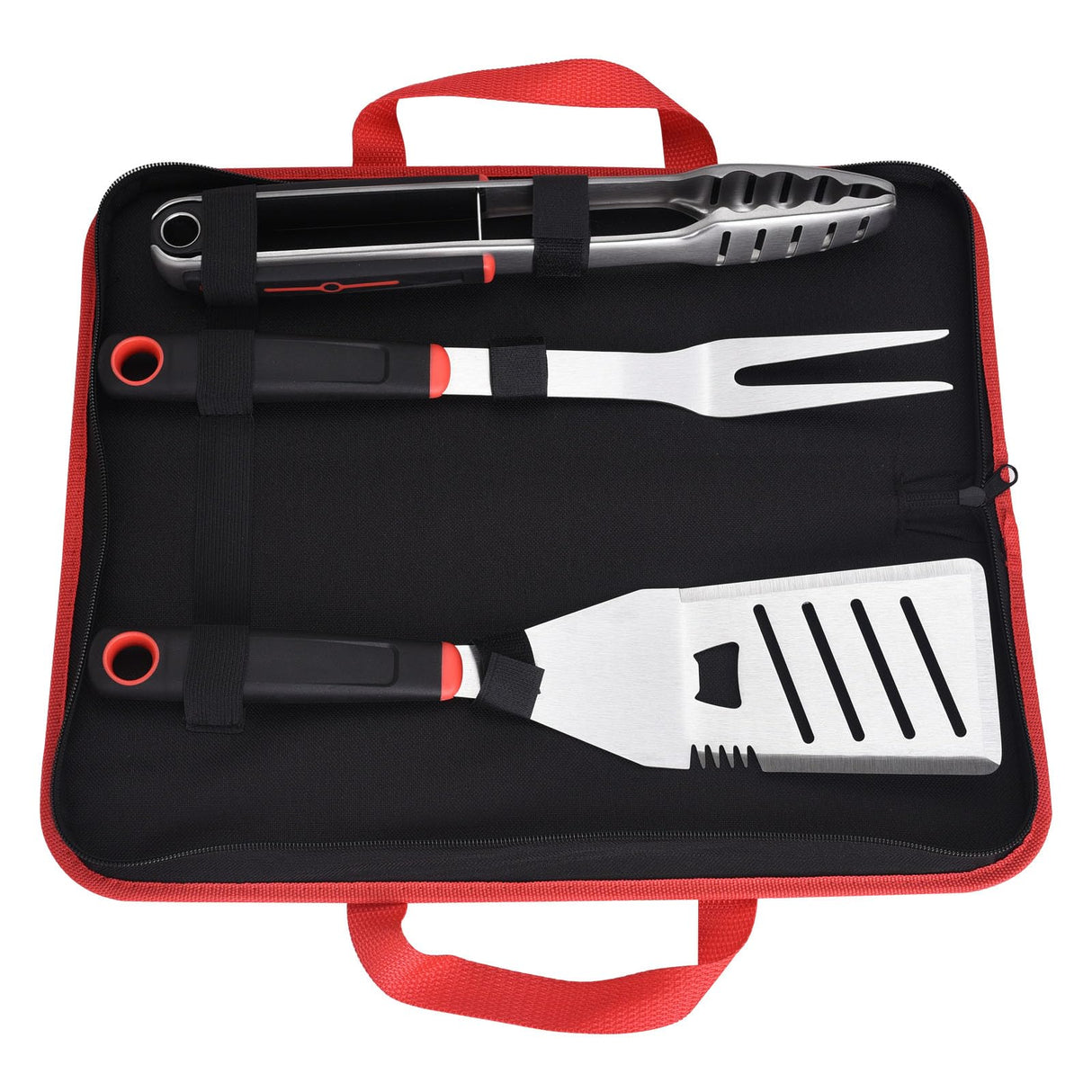 CuCut BBQ Tools Set, Stainless Steel Spatula, Fork & Tongs with with Portable Bag, Essential Accessories for Barbecue & Grill, Grilling Cooking Gifts for Men Dad - JJ19627 CuCut