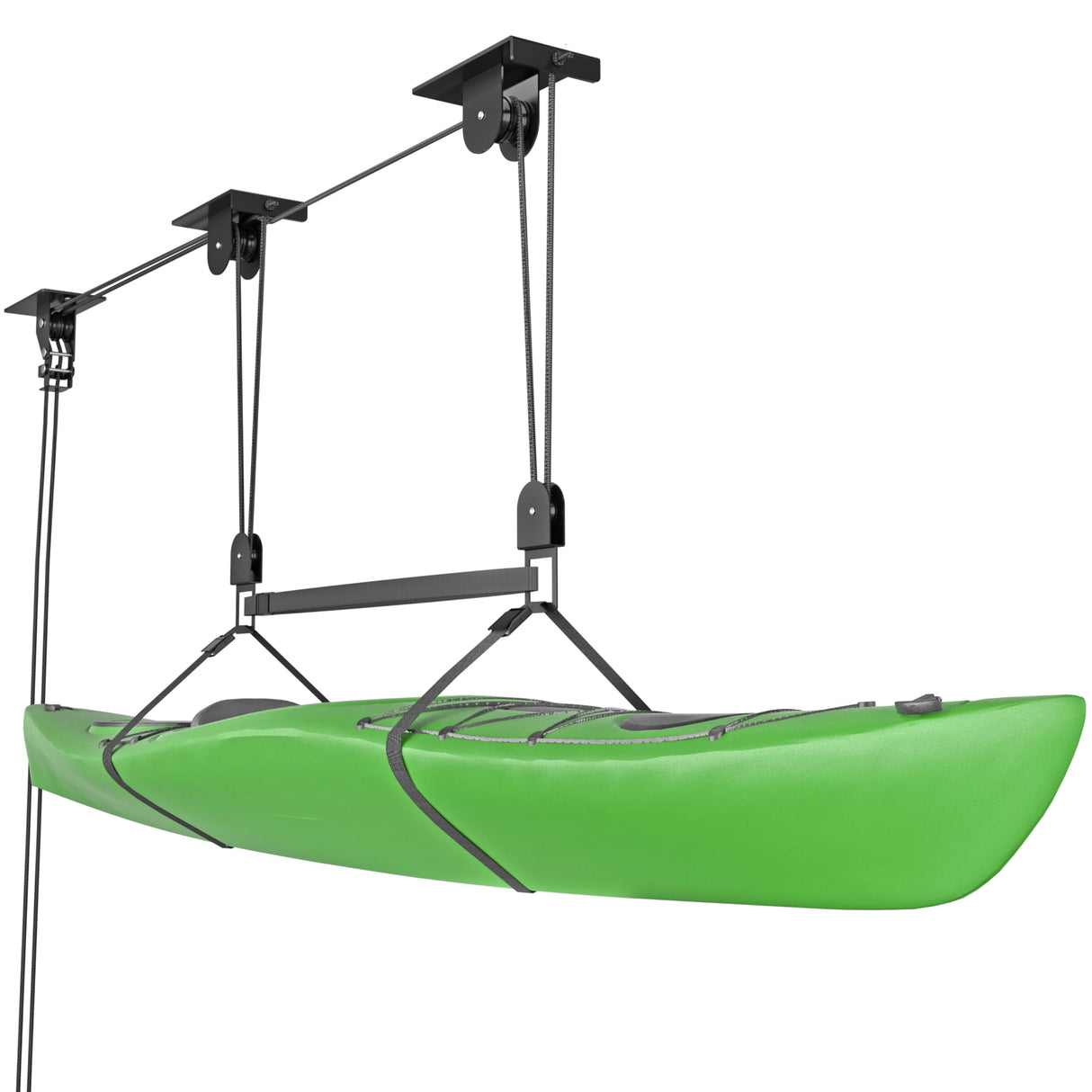 TRUSOON 2025 Upgrade Kayak Storage Hoist for Garage Ceiling, Heavy Duty Kayak Pulley System, Hold Up to 150 lbs Capacity, Canoe Garage Lift Storage System, Fit 10-14 Foot Ceilings, Black TRUSOON