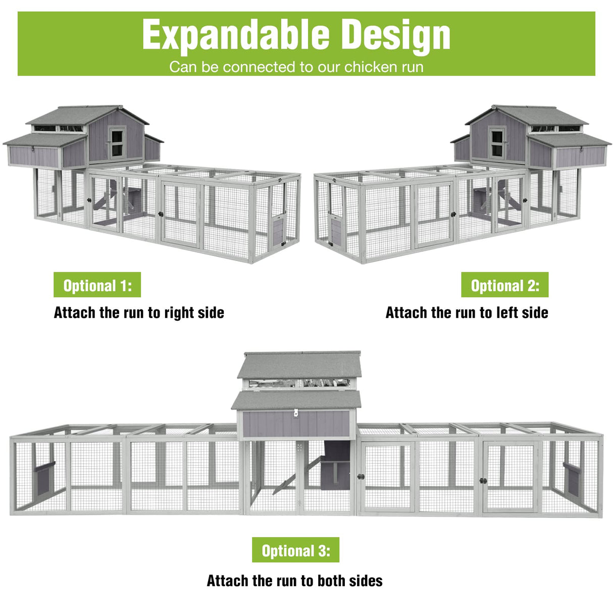 GUTINNEEN Foldable Chicken Coop Super Easy to Assemble Large Hen House Wooden Poultry Cage with Nesting Box and Run GUTINNEEN