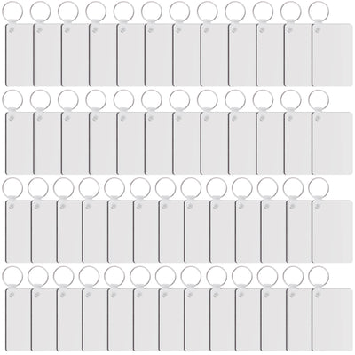 Duufin 150 Pieces Rectangle Sublimation Keychain Blanks Double Side Heat Transfer Blanks MDF Blank Board Key Rings Blanks for Sublimation DIY and Craft