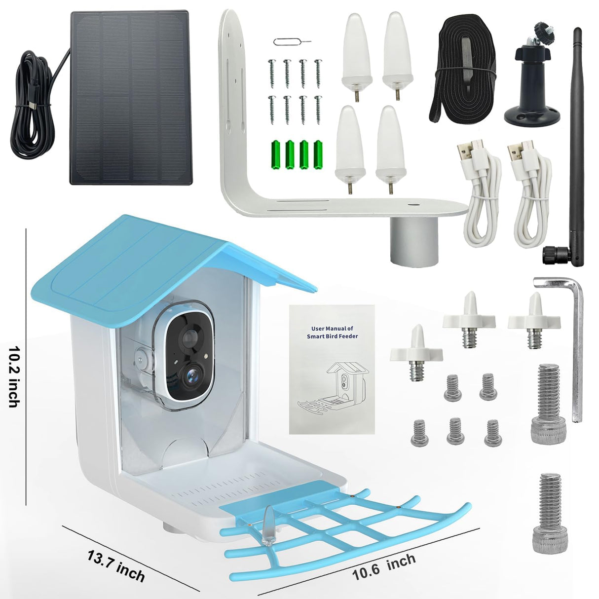 64GB Bird Feeder with Camera, 2K 3MP HD Camera Bird Feeder, AI Identify +10,000 Bird Species, Solar Powered Face Sun, Live Video & Playback on Phone & Tablet, Smart Wild Bird Watching Gifts Kadymay