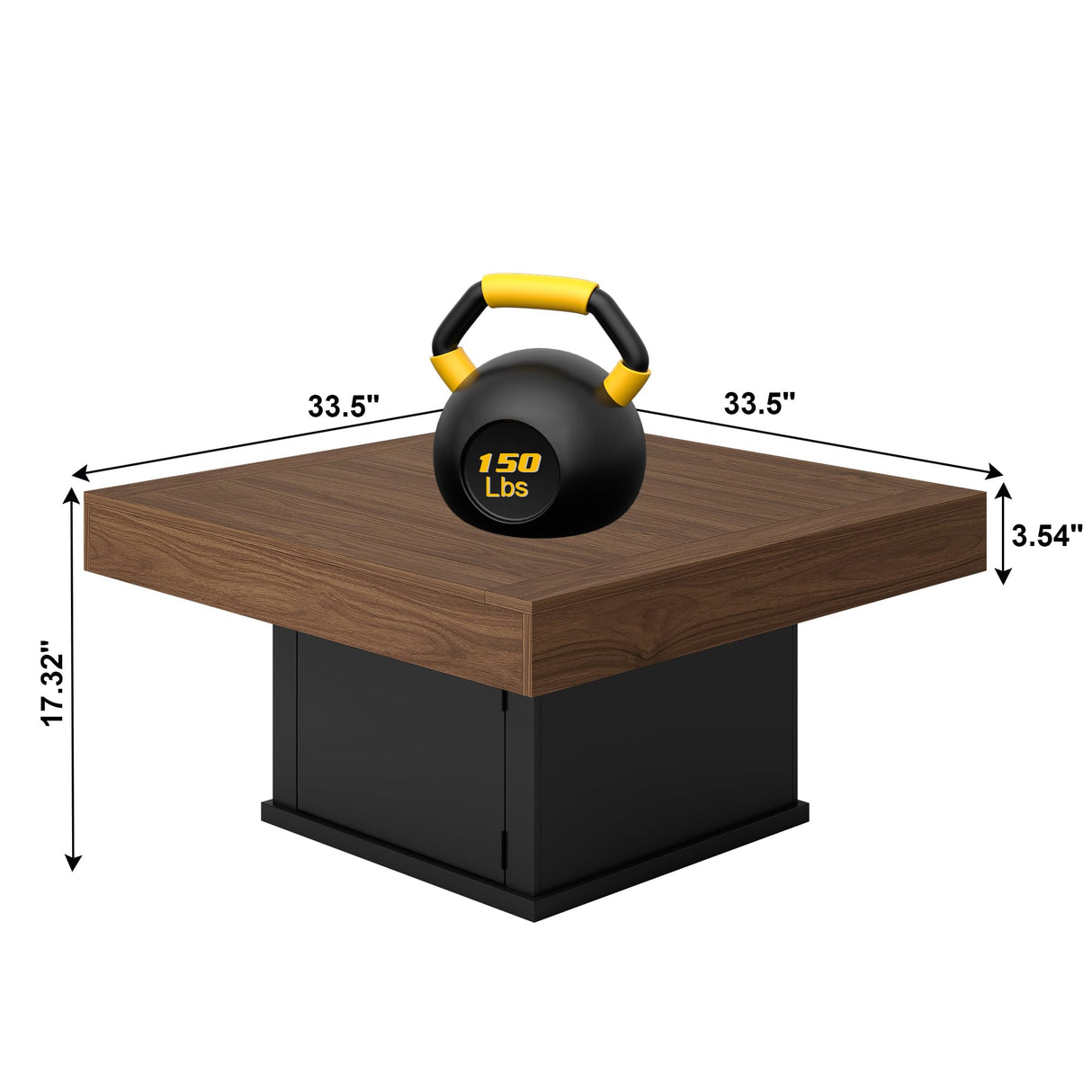 LED Coffee Tables for Living Room, 33.5" Square Center Table with Storage & Hidden Shelf, Large Modern Coffee Table Desk with RGB Lights, Living Room Tables Cocktail Table, Plug-in Use (Vintage Brown) knoworld