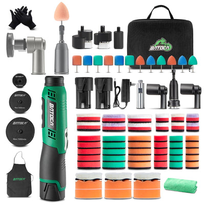 BATOCA S6 Mini Polisher Cordless Polisher for Car Detailing, 2x2.0Ah Batteries, 0mm Rotary Buffer, 3mm and 12mm Dual Action Polisher 1-3 Inch, 2 Different Speeds Heads Systems, 4.2k-21k or 1-5k RPM