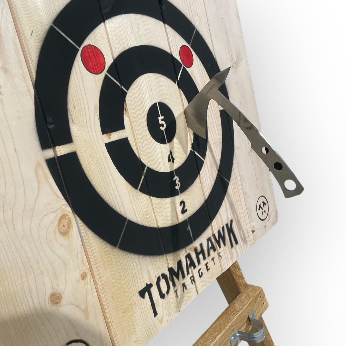 Tomahawk Targets - Large 4 Ring Wooden Axe and Knife Throwing Tripod Target Board and Stand, 4ft Tall (Axes not Included) WoodArtSupply
