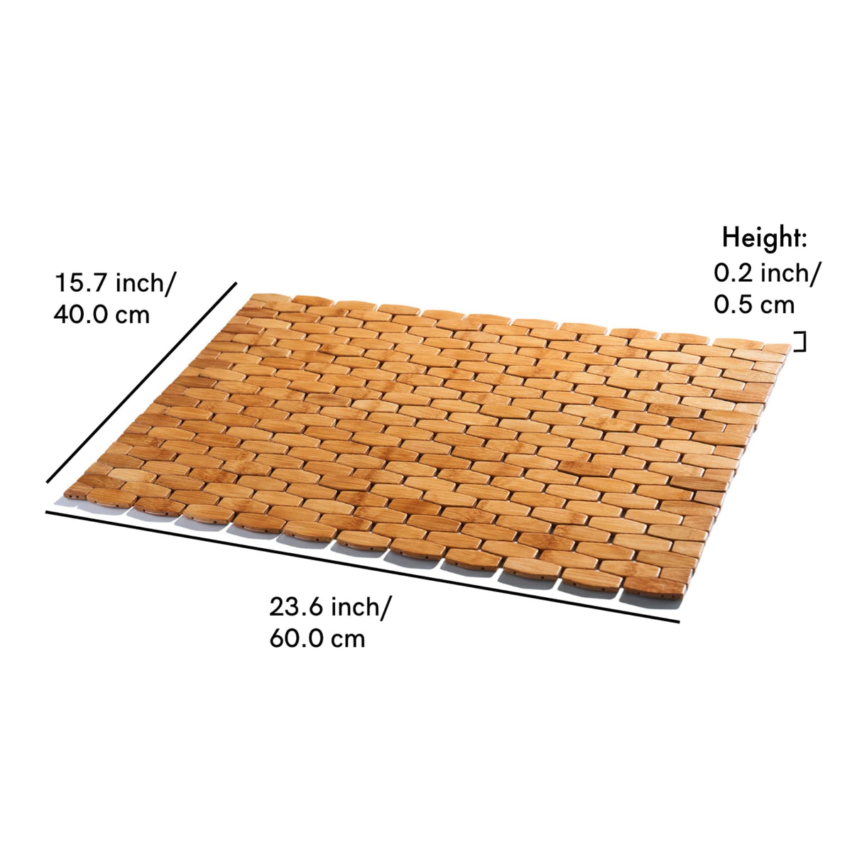 GOBAM Rollable Bamboo Bathroom Floor Mat - Non-Slip Bathtub Mat for Spa, Sauna, Kitchen, Outdoor Shower, RV, Water-Resistant Wooden Shower Mat - Natural, 23.6 x 15.7 inch GOBAM
