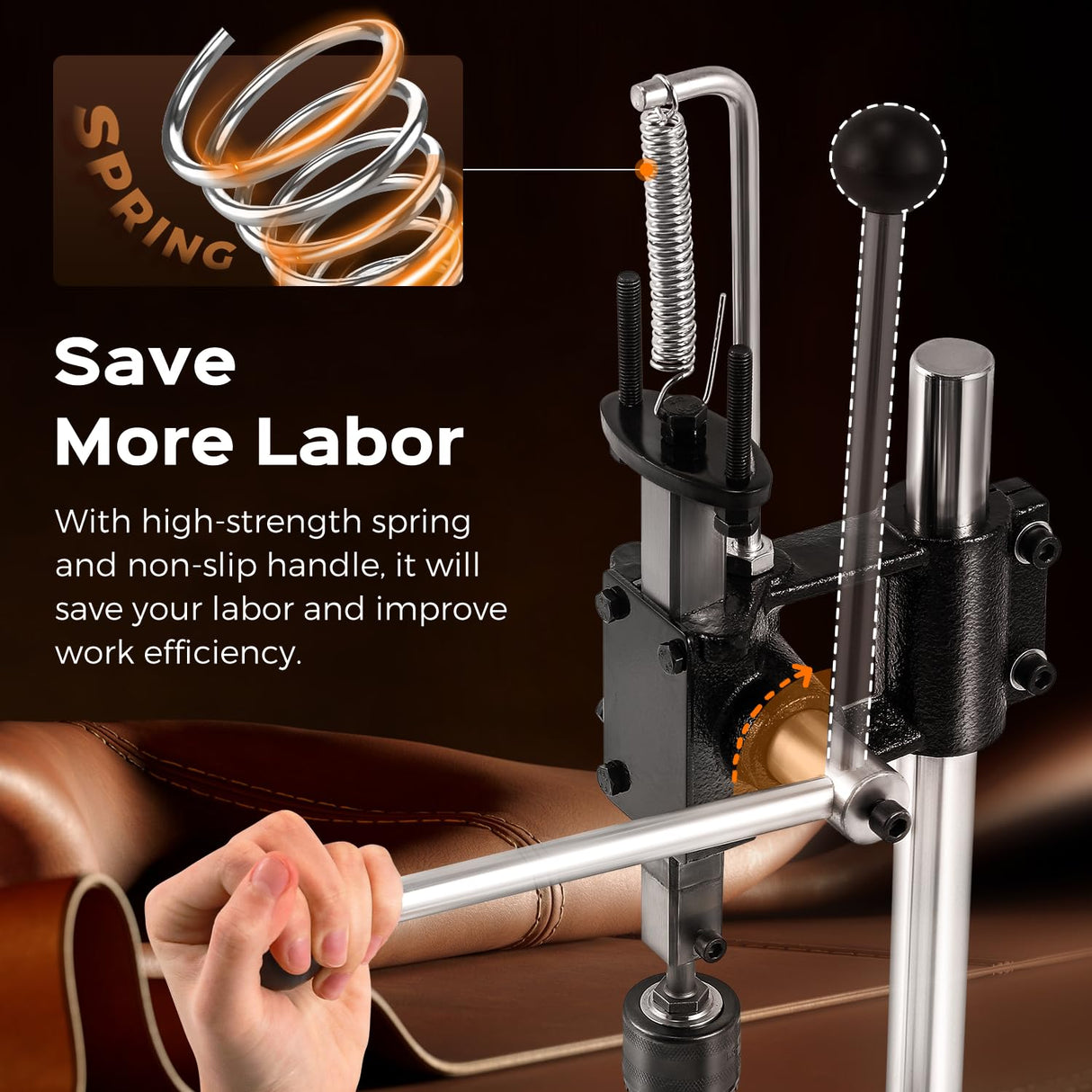 Bonvoisin Leather Hole Puncher, Leather Press Machine, Manual Press Puncher for Craft with Punch Tools Chuck, Plastic Plate and Punches Bonvoisin