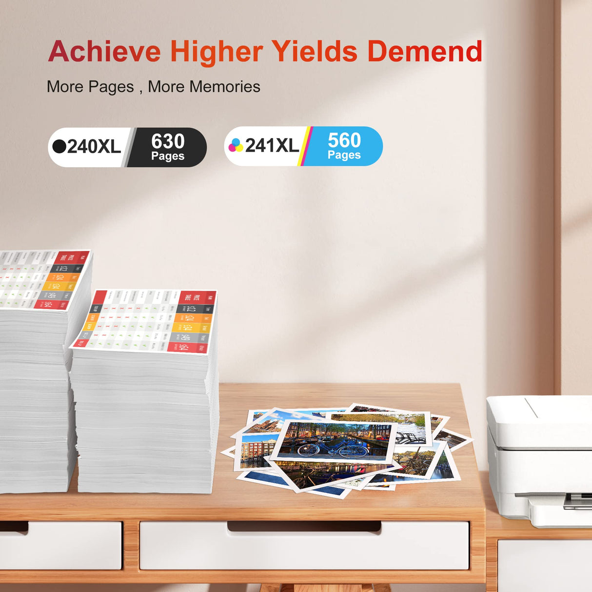 ejet PG-240XL/CL-241XL Ink Cartridge Replacement for Canon 240XL 241XL Combo Pack for Canon Printer Ink 240 241 High Capacity for Pixma MG3620 TS5120 MG2120 MG3520 MX452 MX512 MX532 MX472 (2 Pack) ejet