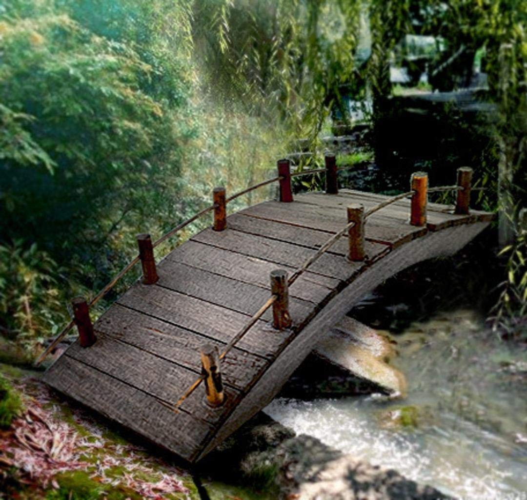 WWahuayuan Dollhouse Wooden Arc Bridge with Railings Miniatures Fairy Garden Craft Arch Plank Bridge Figurines Mini Terrarium Kits DIY Rockery Bonsai Plant Pot Moss Micro Landscaping Garden Ornaments WWahuayuan