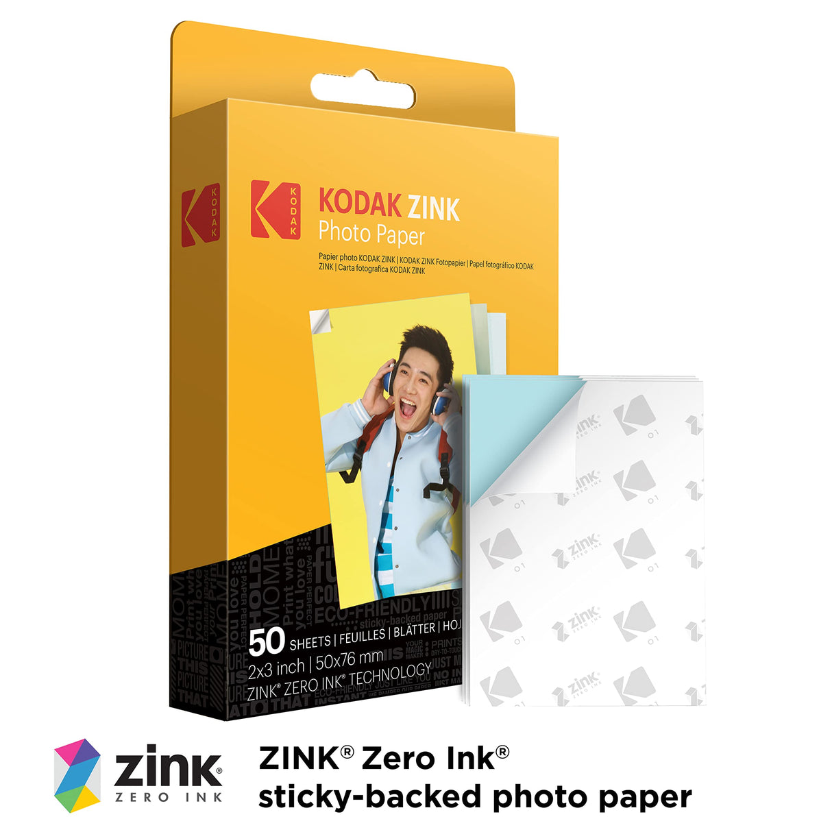 KODAK Step Instant Smartphone Photo Printer - 75 Sheets Bundle - Portable Mini Color Wireless Mobile Printer - Zink 2x3” Sticky-Back Photos - Bluetooth Compatible with Smart Devices - Fun App -White KODAK