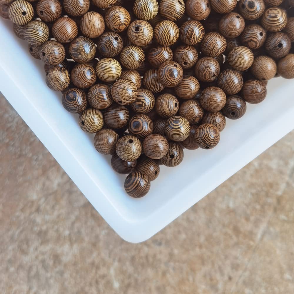 INSPIRELLE 1200pcs 6mm Dark Brown Wooden Beads Undyed Natural Stripe Round Wood Loose Craft Beads for Bracelets and Jewelry Making INSPIRELLE