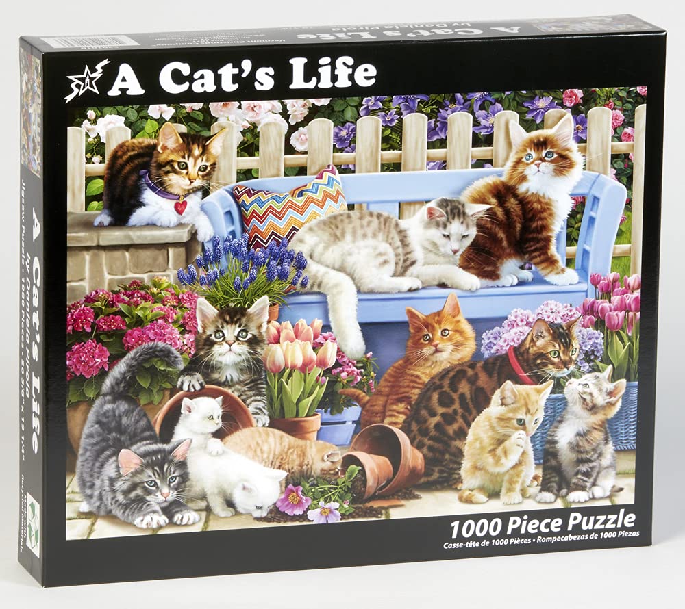 Vermont Christmas Company A Cat's Life Jigsaw Puzzle 1000 Piece Vermont Christmas Company