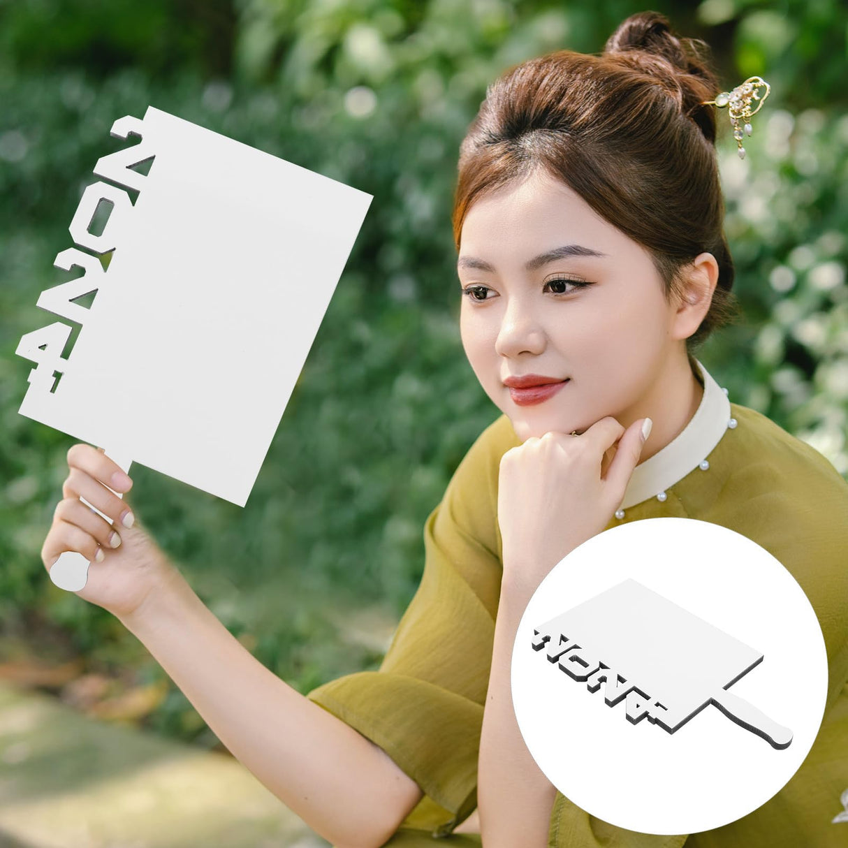 Ciieeo 5pcs Graduation Decoration Fan Picture Frame Graduation Picture Centerpieces Sublimation Photo Blanks Grad Decoration 2024 Graduation Frame Photo Frame Handheld White Ciieeo