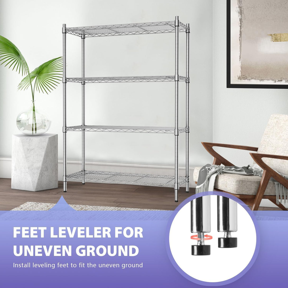 YRLLENSDAN Heavy Duty 4-Tier Wire Shelving Unit – NSF Certified Adjustable Metal Storage Rack for Kitchen, Garage, Pantry – 1000 lbs Capacity – 36" W x 14" D x 54" H YRLLENSDAN
