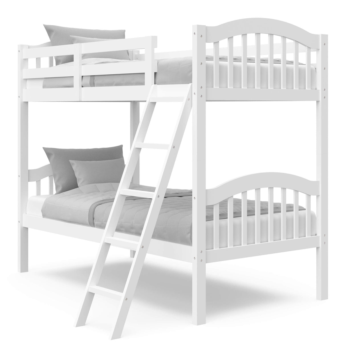 Storkcraft Long Horn Twin-Over-Twin Bunk Bed (White) - GREENGUARD Gold Certified, Converts to 2 individual twin beds Storkcraft